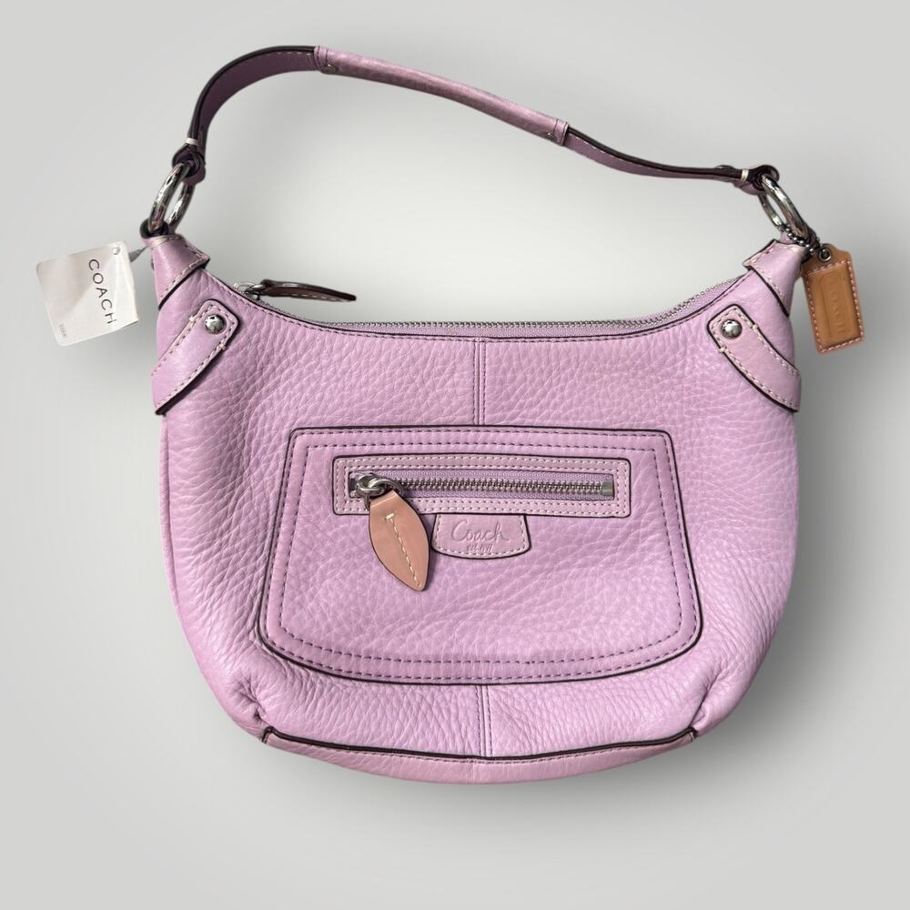 Coach Purple Lilac Pebbled Leather Hobo Shoulder Bag Purse